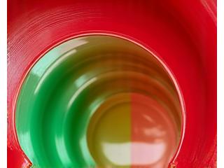 Red and green enclosed body slide